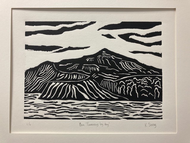 Lino art of mountain created by NPA Art student