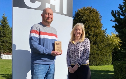 Jimmy Hendry receiving award from Alison Wilson