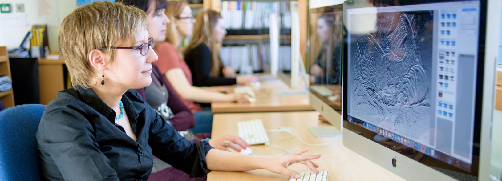 working at a computer