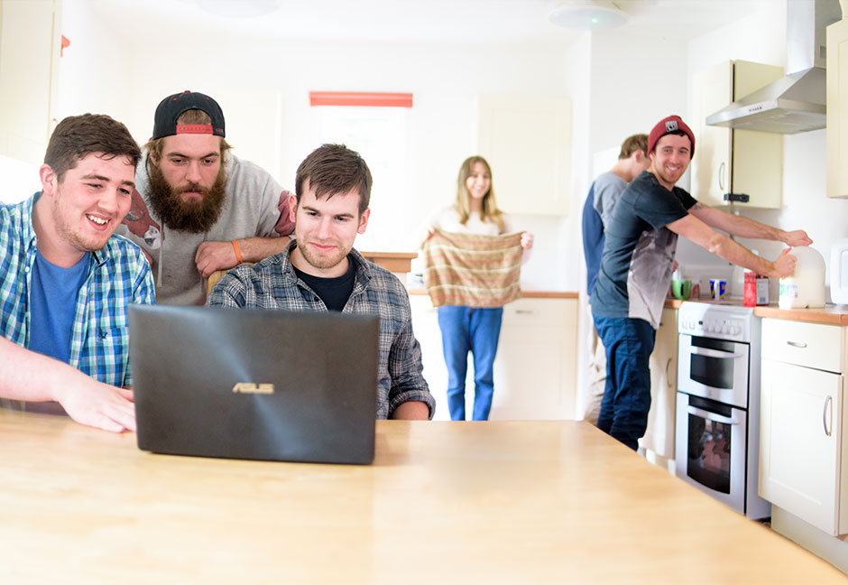 Kitchen accommodation, with student group