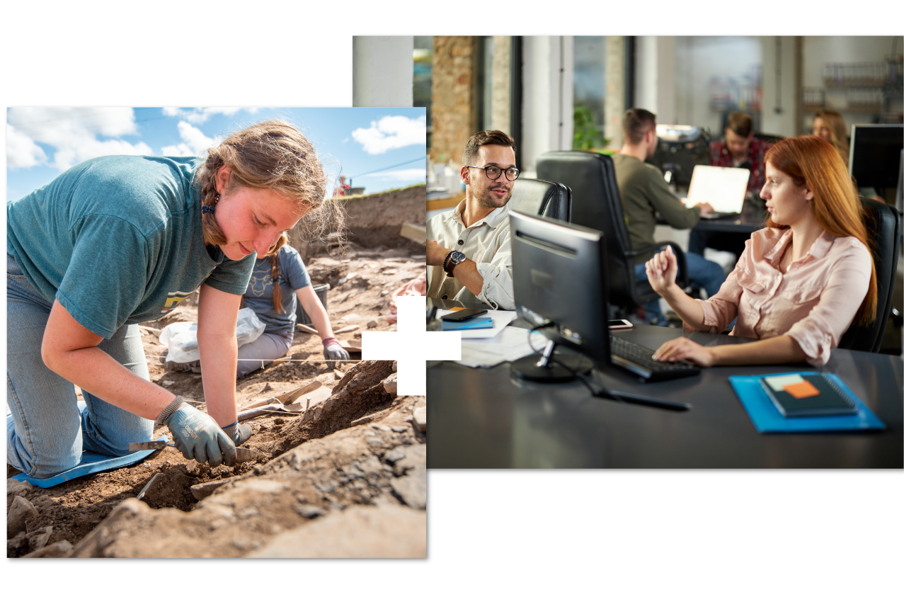 Collage of 2 | Archaeology | office scenery