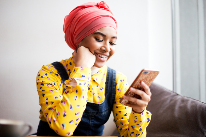 Woman looking at her phone