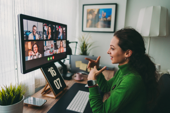 Person in an online meeting