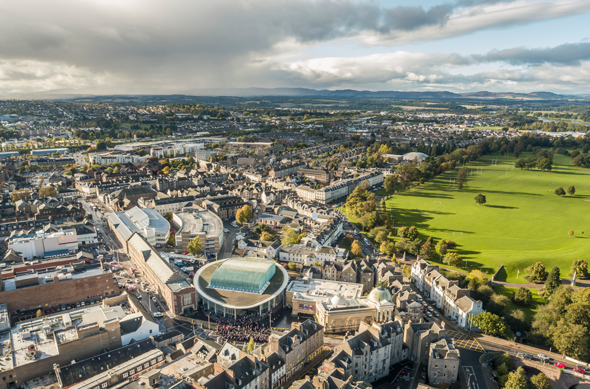 Aerial image of UHI Perth campus